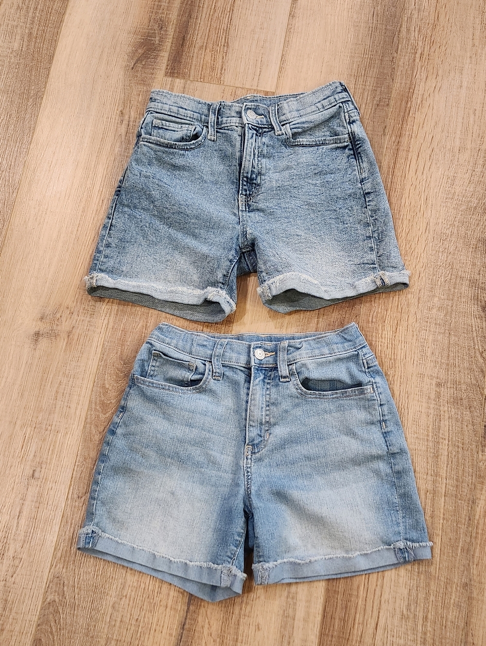 Lot of 2 Old Navy Girls Jean Shorts Size 14 Blue Denim Adjustable Waist Stretch